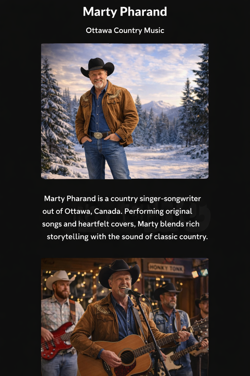 Marty Pharand performing live with band